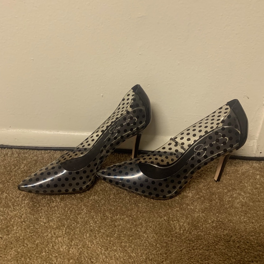 Jessica Simpson  used clear vinyl upper pixera pumps